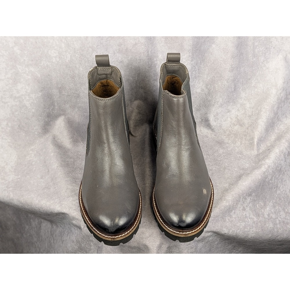 Softwalk Rocklin Grey Leather Chelsea‎ Ankle Boots Womens 7W S2251-072 Lug Sole - Picture 2 of 7